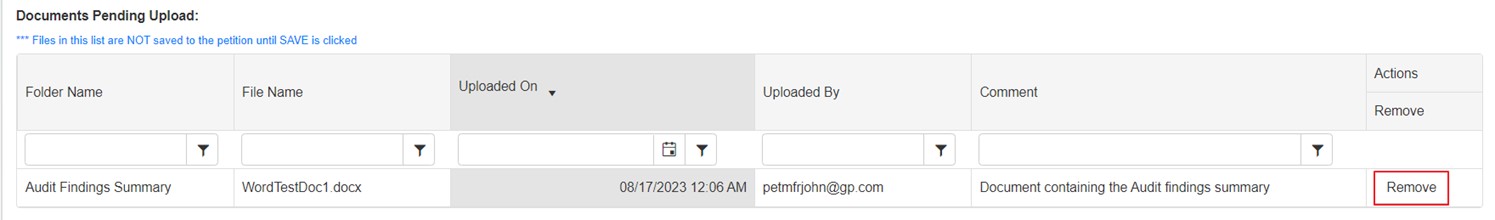 Documents Pending Upload Documents Pending Upload